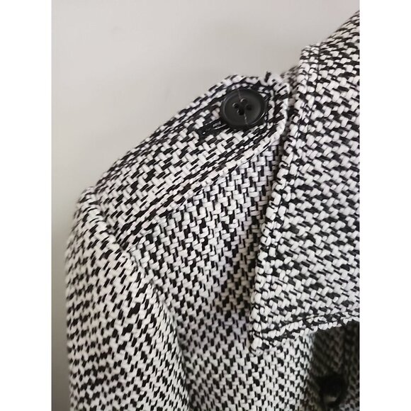 Banana Republic Black White Belted Peacoat Women's Size Medium - Picture 3 of 8